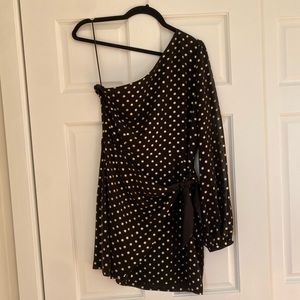Yumi Kim - Studio 54 dress - one shoulder, black and gold - WORN ONCE